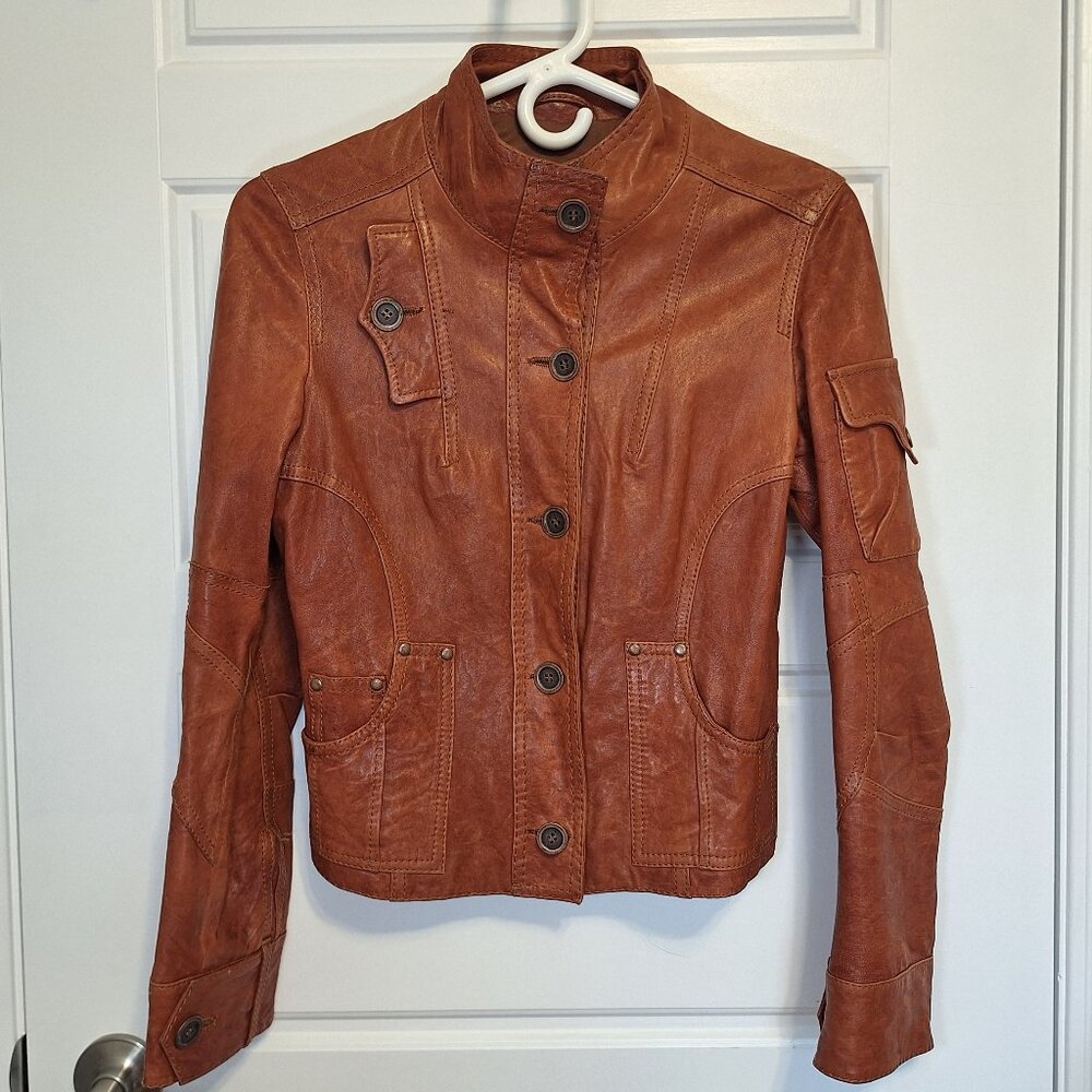Danier Women's Leather Bomber Jacket with vintage look